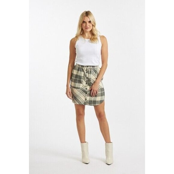 French Connection NEW women "arla" patched flannel skirt sz 10 BNWT - Picture 1 of 8